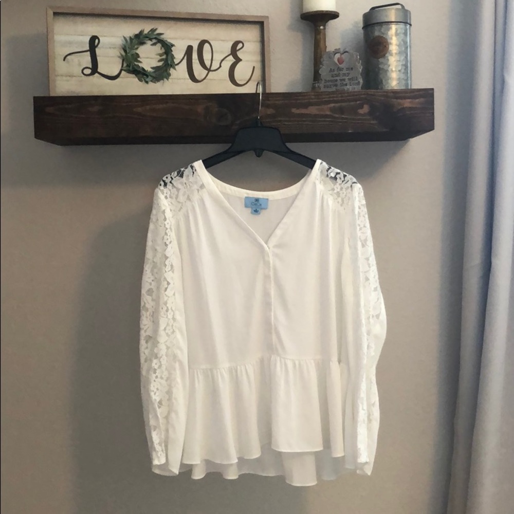 Cece Peplum Cream Top